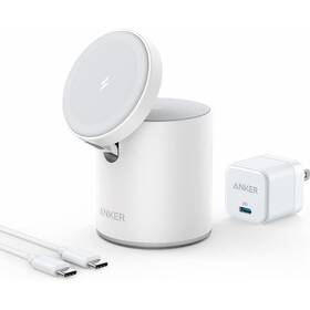 A2568 Anker 623 Maggo 2-in-1 Magnetic Wireless Charger And Mount - White