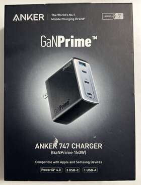 Aka2340 Anker 747 Charger Ganprime 150w 3c1a Pd 4-port Charge Adapter Foldable Black