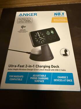 Aka25m7 Anker 2-in-1 Charging Stand Magsafe Qi2 Certified 15w Wirless Charger For Iphone