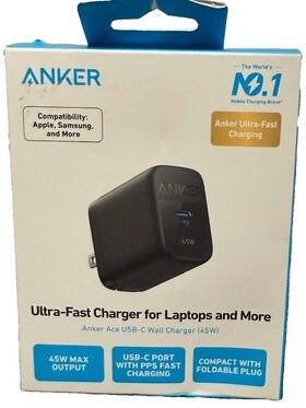 Aka2643 Anker Ace 45w Usb-c Ultra-fast Wall Charger - Black New Open