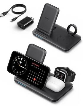 Akb25m1 Anker 3-in-1 Wireless Charging Station Charger For Iphone Airpods Apple Watch