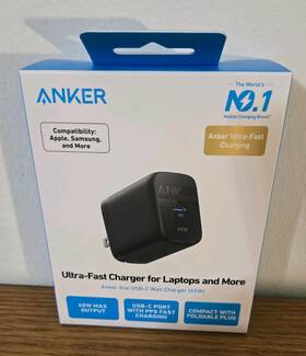 Ana2643j111 Anker Gan 45w Usb-c Pd Ultra-fast Wall Charger Black - New Free S/h