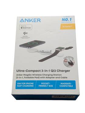 B25m8 Anker Oo7o Ultra Compact 3 In 1 Wireless Charging Station Foldable With Pouch White