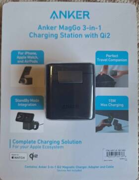 B25ms Anker Maggo 3-in-1 Qi2 Charging Station Black With Adapter And Cable