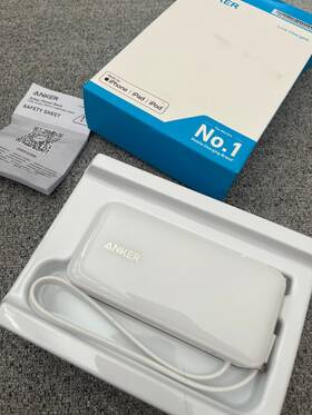 X0048b81ez Anker A1637 Power Bank With Built-in Cable 10k Mah Fusion White New Open Box Unused
