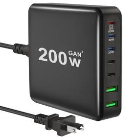 200w Anqadr 786895378324 Usb C Charger 7 Ports Fast Gan Charging Station 65w Laptop Charg