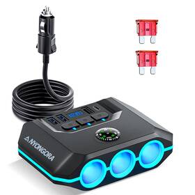 Tr-52 Anyongora Cigarette Lighter Splitter 120w Car Charger Adapter With Usb And Pd 7 In 1 Mu
