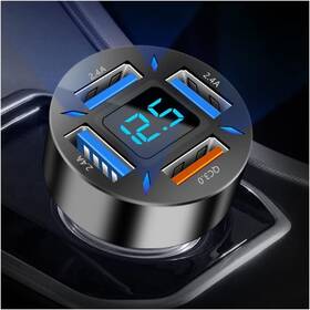 Pd66w Aokdom 66w 4-in-1 Car Charger With Voltmeter And Qc 3.0