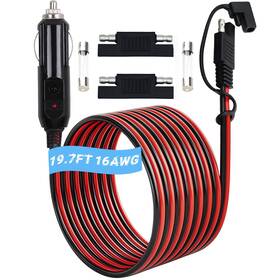 Dfgdfv001 Apexscnview 19.7 Ft Cigarette Lighter Sae Battery Charger Cable 16awg 12v/24v