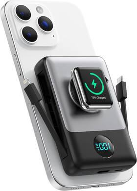 Hx100n1 Aphuwj Magnetic Portable Charger 10800mah For Iphone With Built-in Cables Black