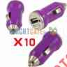 10xpurple Apple Charger Adapter Bullet Htc Car Mini Samsung Usb Universal
