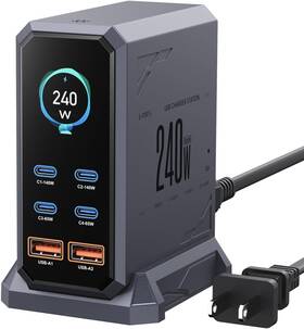 Hw186 Asometech 240w Usb C Charger Block 6 Ports Charging Station Gan 140w Gray