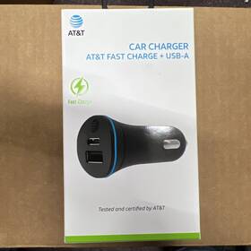 4469l At&t Dual Port Usb Car Charger 30w Fast Charge Usb-a Usb-c New Sealed