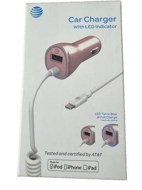 4898g At&t Car Charger Lightening Plus Extra Usb Port Cable - Pink
