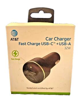 4926p At&t 32w Dual Port Usb-c Usb-a Bullet Car Charger Power Delivery Black