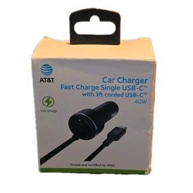 4937p At&t Car Charger 40w With Usb-c Port And Iphone Cable Black