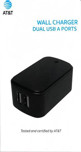 At&t 738516520339 Dual Usb-a 4.8 Amp Wall Charger - Black