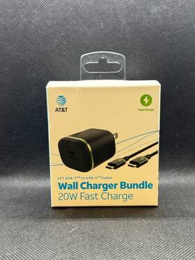 At&t 738516564425 New - Wall Charger Bundle 20w Fast Charge With 6ft Usb-c Cable Black