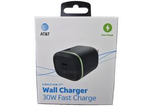 At&t 738516572338 Wall Charger 30w Fast Charge Single Usb-c Cell Phone Foldable Prong