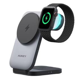 Lc-mc312 Aukey Magfusion Z 3-in-1 Qi2 Foldable Magnetic Charging Station Grey