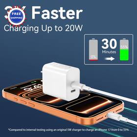 Xhd-251 Auorld Usb C Charger Iphone 17 16 15 Pro Max 10ft 20w Charge Block To Cord