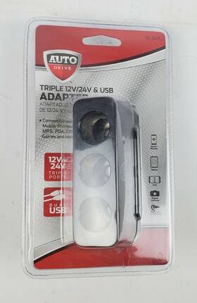 Auto Drive 681131167499 12v/24v 3 Sockets 2 Usb Car Charger Adapter Dc Outlet Cigarette Lighter Splitter