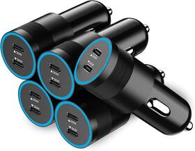 Cdw-xgp1-40 Aymla 5 Pack 60w Usb C Car Charger Dual Pd 3.0 Automobile Cigarette Black