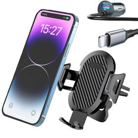 Ayuboc C07a-l 3 In 1 Car Phone Holder Charger Mount 60w Usb C Fast Charg