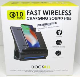 D108bb Azpen Dockall Fast Wireless Charging Sound Hub Black Qi