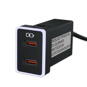 B&dog Xsin 796112453574 Car Charger For Toyota Usb C Dual Port Pd 3.0 Type White 1.3x0.9inch