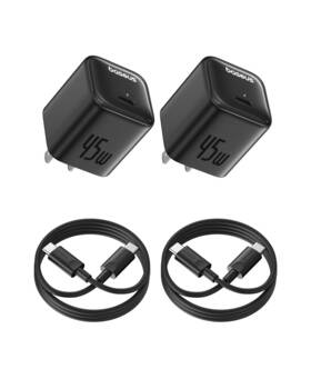 Baseus 850071093476 45w Usb C Charger Block 2 Pack Pps Fast Type With Usb-c Cab