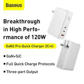 Ccgan120c Baseus 120w Gan 2 Pro Usb Type C Wall Charger Fast Charging 2c U 3port