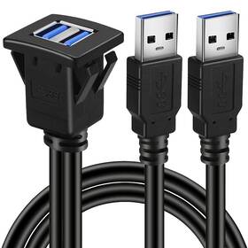 Batige 723980551613 Dual Ports Square Usb 3.0 Panel Flush Mount Extension Cable With Buckle For C