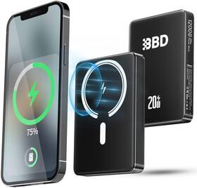 Kr-w0021 Bbd Magnetic Power Bank For Iphone 12000mah Magsafe Battery Pack With Black