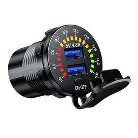 Mt-t0020a Bcsmmcar Phone Charger Car Fast Charging Dual Usb Socket With Led Voltmeter On Off Switch