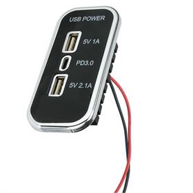Qcuc36 Bcsmmcar Car Charger 3 Ports Pd 3.0 Type-c Usb Fast Charging Power Socket Panel Adapter