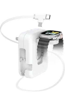 Dc091v2-w Beacoo 3 In 1 Retractable Wall Charger For Apple Watch 36w Fast Charging Block With