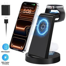 Beadselling-us 313048324350 18w 3 In 1 Wireless Charger Station For Iphone Apple Watch Airpods