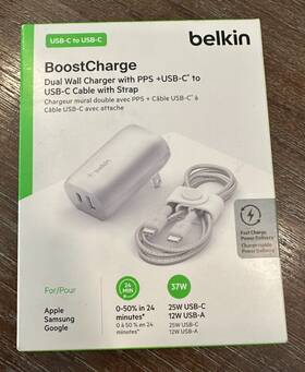 3424ev Belkin Boost Charge Dual Wall Charger Cable Pps Usb-c To 5ft New 3424e