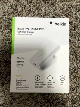 3921ev Belkin Boost Fast Charge Pro Gan Wall Adapter Charger 30w Usb-c New