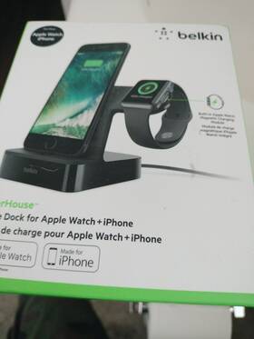 Belkin 745883740550 Powerhouse Black Dual Charge Dock For Apple Watch And Iphone Bl