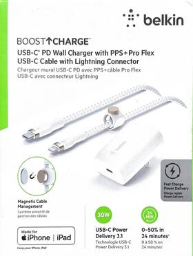 Belkin 745883843954 Boost Charge 30w Usb-c Pd Wall Charger Pps Pro Flex For Iphone F-ship