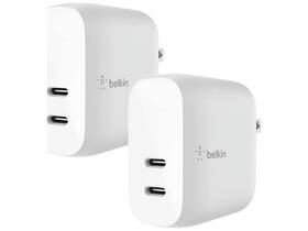 Belkin 745883844357 Dual 20w Usb-c Wall Charger Pd 40w Wht 2pack