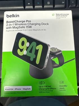 Belkin 745883864065 Boostcharge Pro 2 In 1 Wireless Charging Dock Magsafe For Iphone 16 15 14