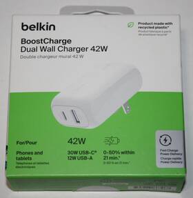 Belkin 745883867967 Boostcharge Dual Wall Charger 42w New In Box