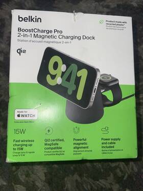 Belkin 745883887958 Boostcharge Pro 2-in-1 Wireless Charging Dock With Magsafe Charcoal