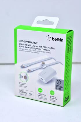 Belkin 849944081320 Mfi-certified 30w Pps Fast Wall Charger Pro Flex Usb-c Lightning Cable