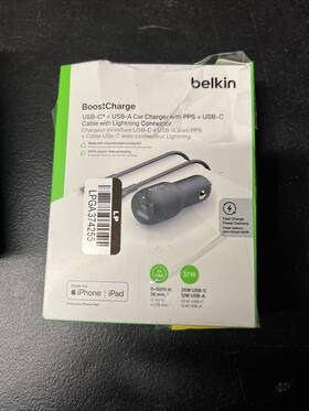 86373148 Belkin 2-port 37w Usb-c/usb-a Power Delivery Car Charger With 3.3ft Usb-c