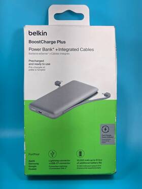 Bpb006btblk Belkin Boostcharge Plus 10000mah Usb-c Portable Charger With Integrated Cable