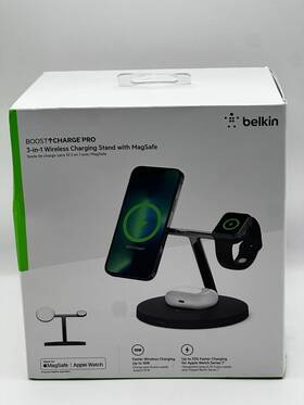 Bu002-bk-cc Belkin Magsafe Charger 3-in-1 Wireless Charging Stand 2nd Gen 33% Faster For